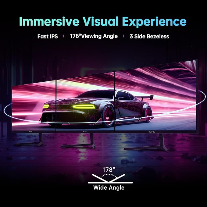 KTC 24 inch Monitor, Fast IPS 1080p 144Hz 165Hz 1ms, 125.25% sRGB, HDR, Borderless Gaming Monitor PC Monitor, FreeSync Premium & G-Sync, HDMI 2.0x2, DP1.4x2, Vesa Support, Eye Care for Gamers