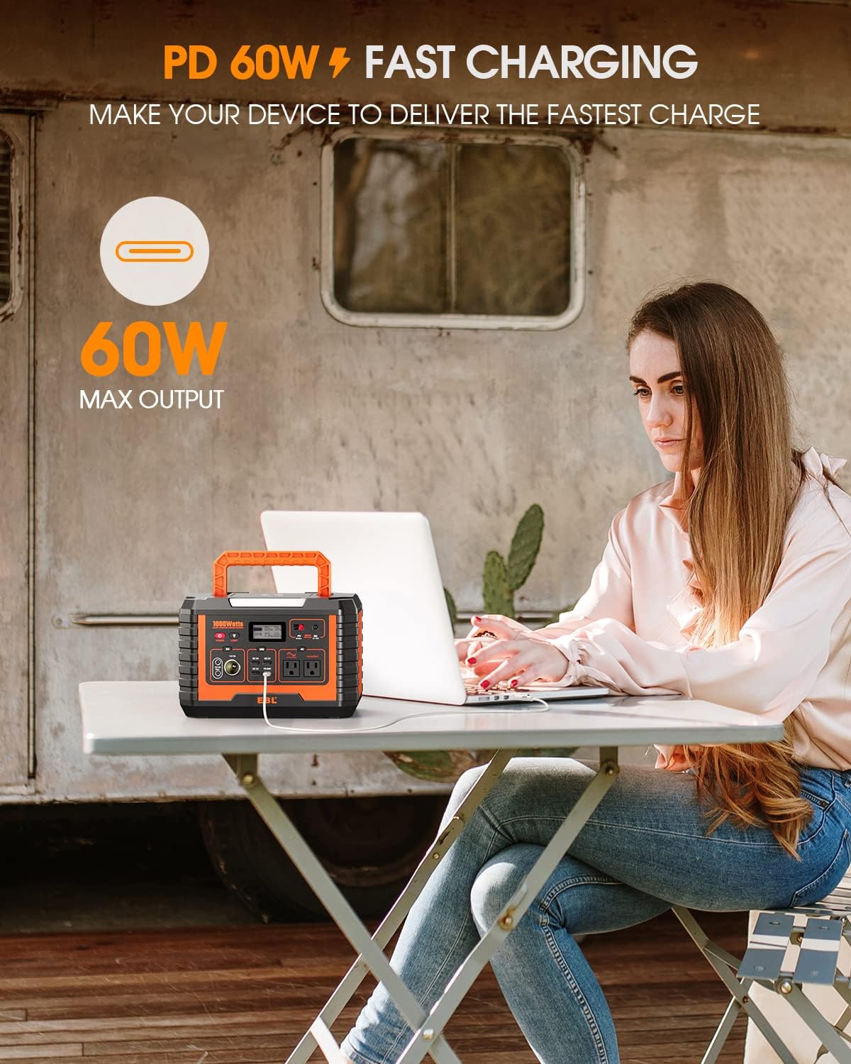 EBL 1000W Solar Generator with 200W Portable Solar Panel, Power Station 1000W, Backup Battery Pack - Solar Kit for RV/Van Camping, Outdoor Home Emergency