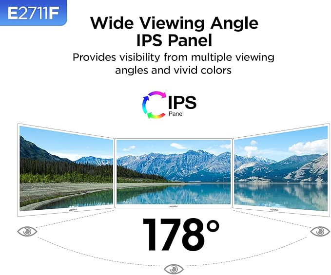 KOORUI 27 Inch Monitor, Full HD 1080P 100Hz Computer Monitor, IPS Display, HDMI, VGA, 4ms Response Time, 100 x 100 mm VESA Mountable, Frameless, Ergonomic Tilt, Black