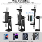 Peastrex Metal Phone Tripod Mount Extra Deep Clamp with Arca Port Cold Shoe 360°Ball Head Cellphone Tripod Adapter for iPhone Galaxy Smartphone Stand Holder for Vlogging Video Camera Monitor