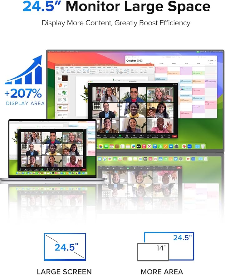 UPERFECT 24.5" 2K Portable Monitor Touchscreen, 165Hz Gaming Monitor FreeSync 0.1ms Fast IPS Large Screen, Built-in 180° Adjustable Stand/VESA, USB-C HDMI Second Screen for Laptop, Phone, Game Console