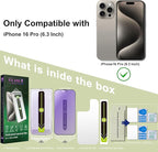 (2-Pack Anti Blue Light Matte Screen Protector for iPhone 16 Pro (6.3-Inch),9H Tempered Glass,Anti-Glare,Full Coverage,Anti-Fingerprint,Auto Dust Removal,Bubble-Free