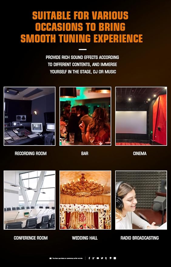 A-Series Professional Mixer for Recording DJ Stage Karaoke Music Application w/USB Drive for Computer Recording Input, XLR Microphone Jack, 48V Power, RCA Output for Professional (10-Channel)