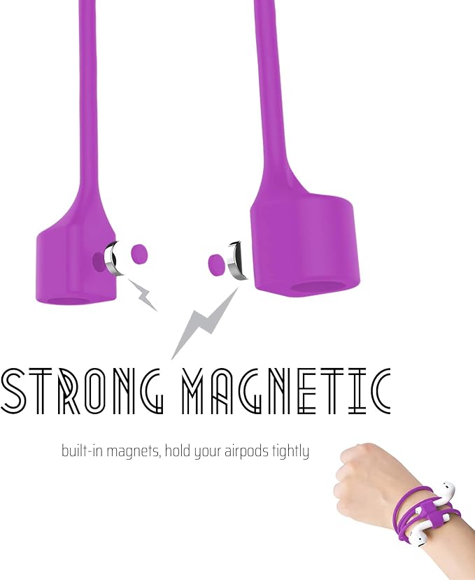 Ultra Strong Magnetic Airpod Pro Strap Anti-Lost Cord Sports Lanyard Compatible with Airpods 3rd 2nd Generation Pro 3 2 1 (3 Purple)