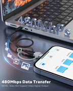 MoKo USB C to Lightning Adapter, Not for Audio/OTG, Lightning Male to USB C Female Adapter for iPhone 14/13/12/11/X Series, iPad/AirPods, Support Charging & Data Sync, with Anti-Lost Loop, Gray