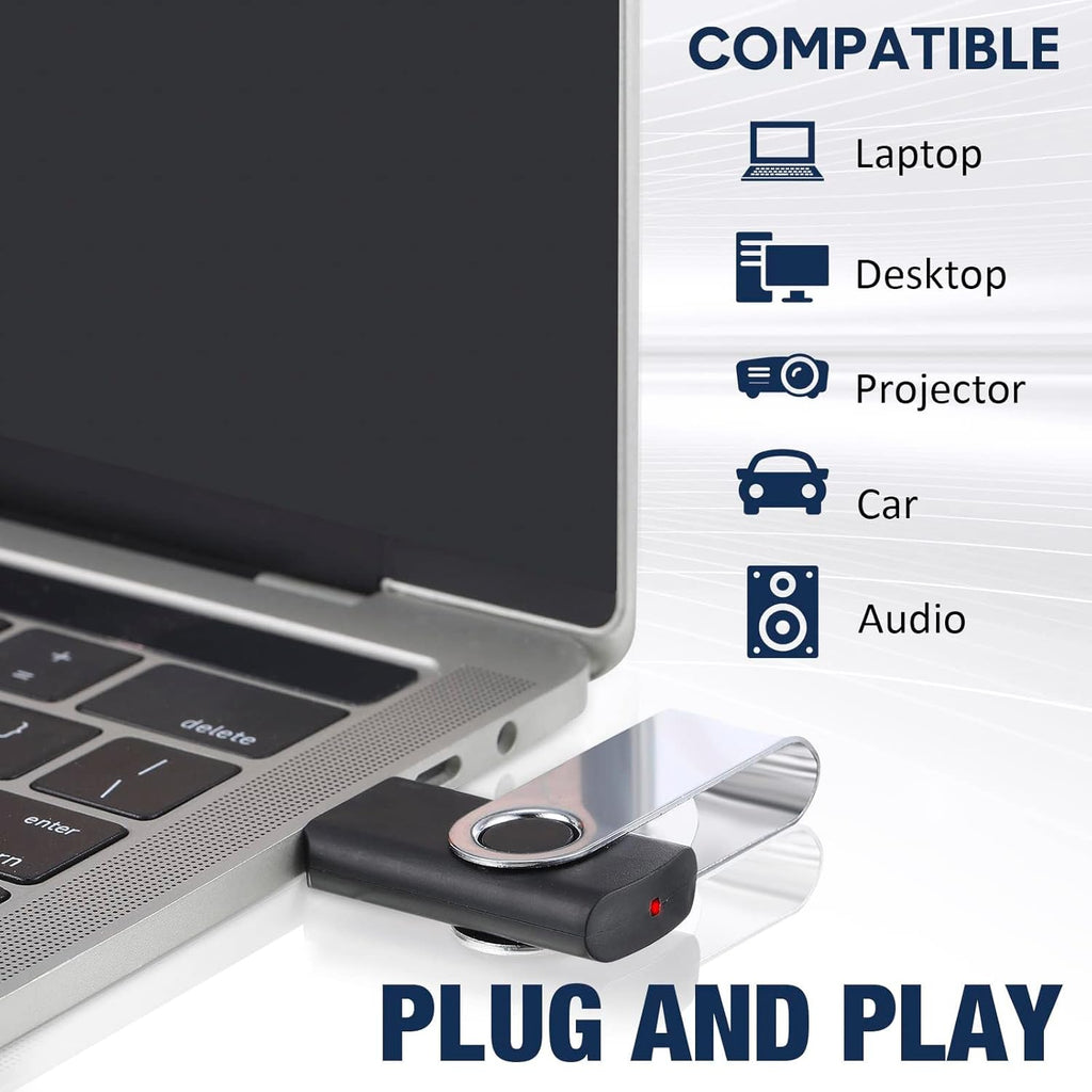 3 Pack 128GB USB Flash Drive with Type C Adapter and Storage Box USB 2.0 High Speed Metal Pen Drive 360° Rotatable Storage Memory Stick for Phone/Pad/PC/Laptop/Android - Black(3-Pack 128GB)