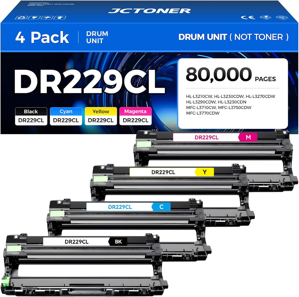 DR229CL Drum Unit (Not Toner)4-Pack Set Replacement Compatible for Brother DR-229CL Imaging Drum MFC-L3720CDW MFC-L3780CDW HL-L3220CDW HL-L3280CDW HL-L3300CDW HL-L3295CDW L8245CDW MFC-L8395CDW Printer