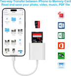 SD Card Reader for iPhone, Memory Card Reader with Dual Slot for SD/TF Card Plug and Play Trail Game Camera SD Card Viewer Lightning to MicroSD Card Camera Adapter for iPad No App Required