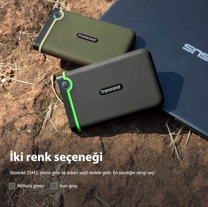 Transcend 2TB USB 3.1 Gen 1 StoreJet 25M3G SJ25M3G Rugged External Hard Drive TS2TSJ25M3G, Military Green