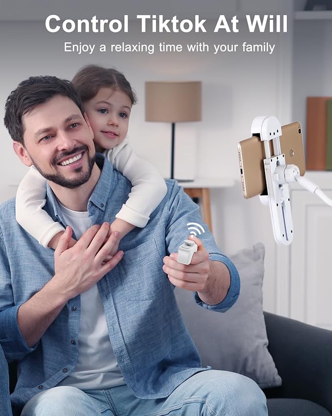 TikTok Scrolling Ring Remote Control, Camera Shutter Remote, Wireless Bluetooth Scrolling Ring for iPhone, iPad, iOS, Android - White