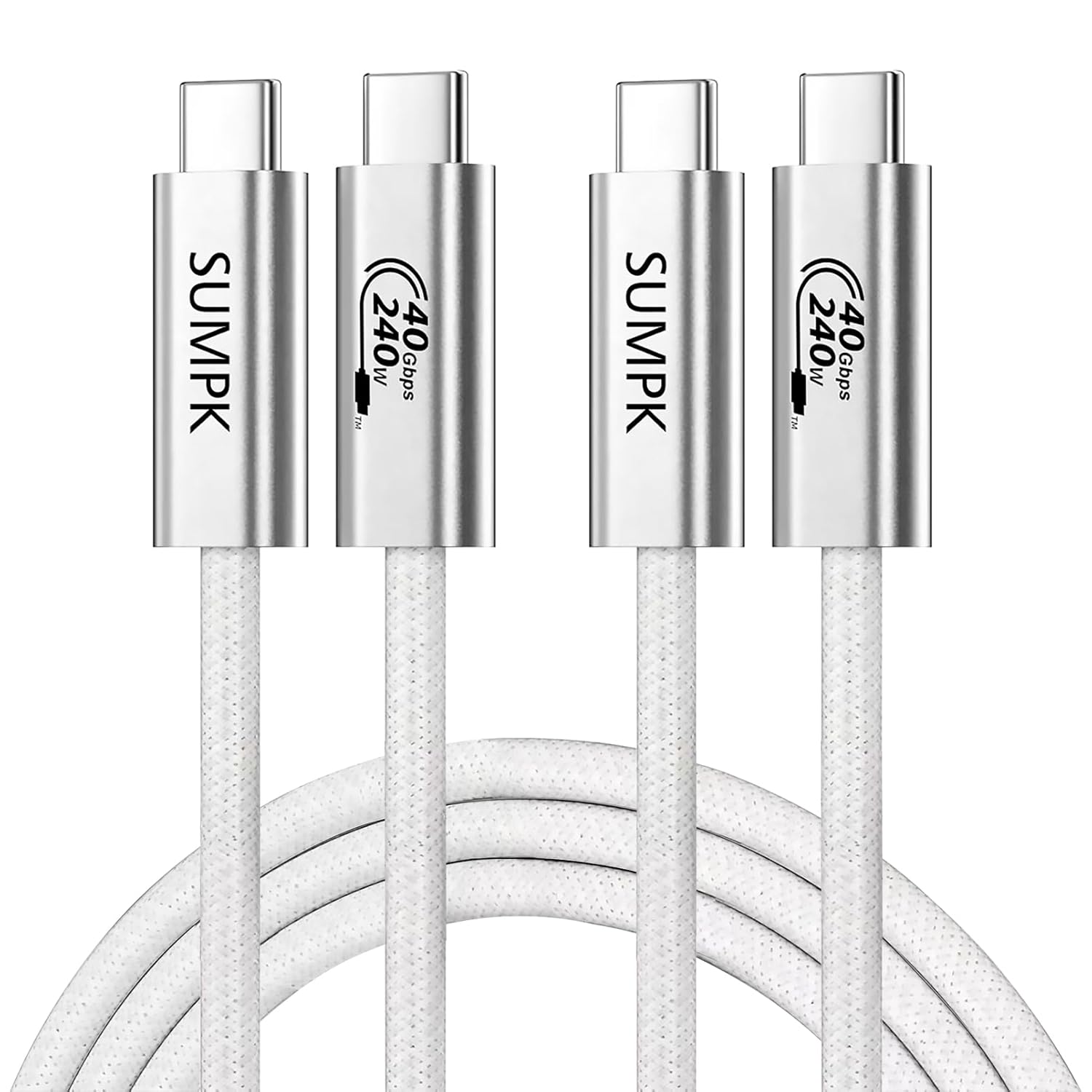 240W USB C Cable 6.6FT 2 Packs, USB4 Cable with 40Gbps High Speed Data Transfer, Single 8K/Dual 4k Display Compatible for Thunderbolt 4/3 Monitor/Hub/Docking Stations, iPhone 16/16 Pro