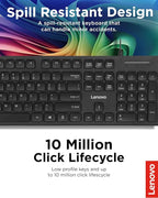 Lenovo 305 USB-C Wired Keyboard & Mouse Combo, Black, Spill-Resistant, Narrow Border, Adjustable Tilt, Full-Size Keyboard & Mouse, Compatible with Laptop, PC, Tablet, USB-C Connectivity Gaming Office