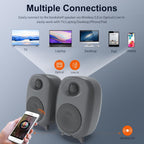 BESTISAN Bookshelf Speakers, 60 Watt Powered Studio Monitor Speaker with Bluetooth 5.0 and Wired Optical Line in Input Port, Bass and Treble Adjustable, Deep Bass, 3 Audio Mode Design (Gray)
