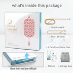 Metal Phone Chain, Crossbody Detachable Phone Lanyard with 1*Wrist Strap & 2* Tether Tabs for iPhone and Smartphones (PaleGold,Extend)