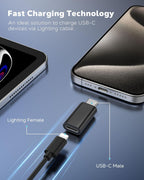 MoKo Lightning Female to USB C Male Adapter 2Pack, USB-C Lightning Adapter for iPhone Air 17 16 15 Pro Max Plus, iPad Pro/Air, Galaxy, iPhone to USB C Adapter for Data Sync, NOT for Audio/OTG, Black