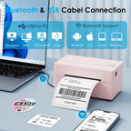 Bluetooth Thermal Label Printer, 4x6 Portable Thermal Shipping Label Printer for Small Business, Compatible with iPhone,Android,Windows,Mac,Chromebook –Works with Ebay Shopify USPS&More, Pink