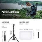 NEEWER Basics 2 Pack LED Video Light Panel Lighting Kit, Bi Color Dimmable Portable Studio Lights with Stands & Filters, 3200K-5600K 750lux CRI95 for Video Recording Live Streaming Photography, BP66