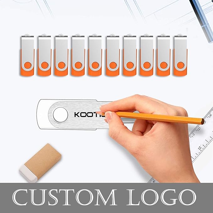 KOOTION 10 Pack 4 GB USB Flash Drive 4gb Flash Drives Keychain Thumb Drive Swivel Memory Stick Orange