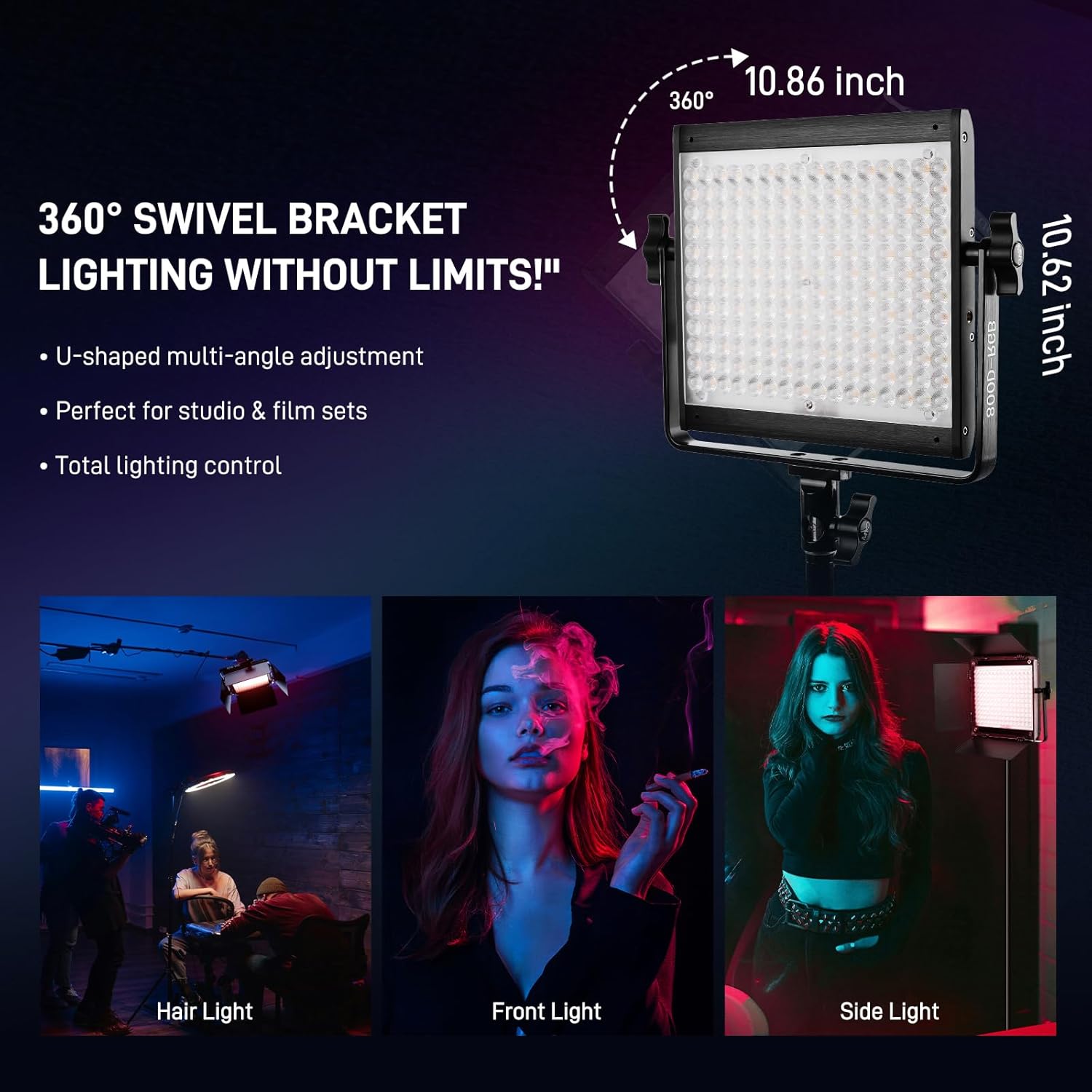 GVM 800D RGB LED Video Light, 2026 Upgraded Panel Light with Optical Lens & 6X Brighter (19500 Lux/0.5m), 3200K-5600K Bi-Color, 20 Scene Modes & CRI97+, Studio Lights, Photography Lighting, 2-Packs