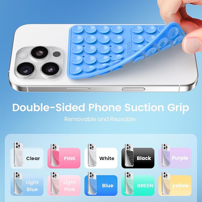 Klearlook Silicone Suction Cup Phone Case Mount Double Sided, Silicon Sticky Phone Grip with Higher Suction for Cell Phone, Hands-Free Phone Accessories Holder for Selfies and Videos, Navy Blue