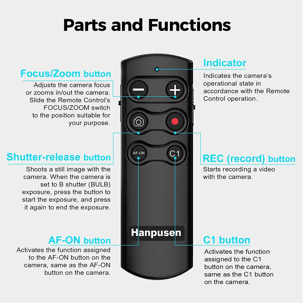 Wireless Shutter Release Camera Remote Control for Sony A7C,A7III,ZV-1,ZV-E10,ZV-1F,A6100,A6400,A6700,A7IV,RX100 VII,A9,A9 II,DSC-RX0 II,DSC-RX100 VII; Replace RMT-P1BT