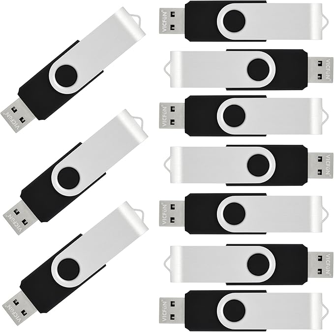 10 Pack 16GB USB Flash Drives 16GB Flash Drive Pack USB 2.0 Swivel USB Thumb Drives, Black