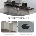 Reception Desk with Counter, Modern Front Desk Reception Counter with Keyboard Tray, Lockable Drawer and Storage Shelves for Office, Retail, Salon (Gray+Black/Left, 79" L*24" W*39" H)