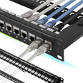 Rapink Patch Panel 24 Port Cat7 with Inline Keystone 10G Support, Coupler Patch Panel STP Shielded 19-Inch with Removable Back Bar, 1U Network Panel for Cat7, Cat6, Cat6A, Cat5e,