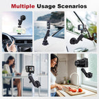 Camera Suction Cup Mount with Ball Head Magic Arm, Universal 360°Vacuum Suction Cup Mount for Action Cameras/GoPr0 Hero 13/DJI Osmo X4/Phone Holder on Car Windshield,Dashboard-Video Shooting,JC028