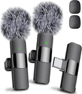Mini Mic Pro Wireless Microphone for iPhone, iPad, Android, Lavalier Microphone for Video Recording - 2 Pack iPhone Mic Crystal Clear Recording with USB-C for Podcast, ASMR (iPhone 15+ / Android)
