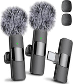 Mini Mic Pro Wireless Microphone for iPhone, iPad, Android, Lavalier Microphone for Video Recording - 2 Pack iPhone Mic Crystal Clear Recording with USB-C for Podcast, ASMR (iPhone 15+ / Android)