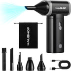 HAUSHOF 8V Mini Electric Air Duster-110,000RPM High Power Compressed Air blower, Rechargeable Brushless Motor Durable Cleaner, Variable Speed Dust Blower for Computer, PC Keyboard, Electronics, Car...