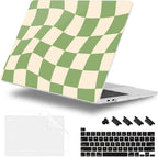 Case for MacBook Pro 13 inch with/Without Touch Bar (2016-2022, M2 A2338 M1 A2289 A2251 A2159 A1989 A1706 A1708), Hard Shell + Keyboard Cover + Dust Plug, Green Checkered