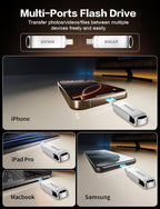 MFi Certified 512GB Flash Drive for iPhone iPad, IMKAR Memory Stick Storage for Photos Videos, Compatible with iPhone iPad Android and PC, Plug and Play No Application Required (Metal Silver)