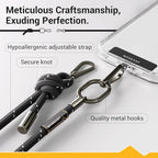 MAGEASY Universal Cell Phone Lanyard - Anti-Theft Thick Rope Crossbody Phone Strap for iPhone 16 Pro Max & Most Smartphones, for Men & Women | 8.3mm Reflect Black