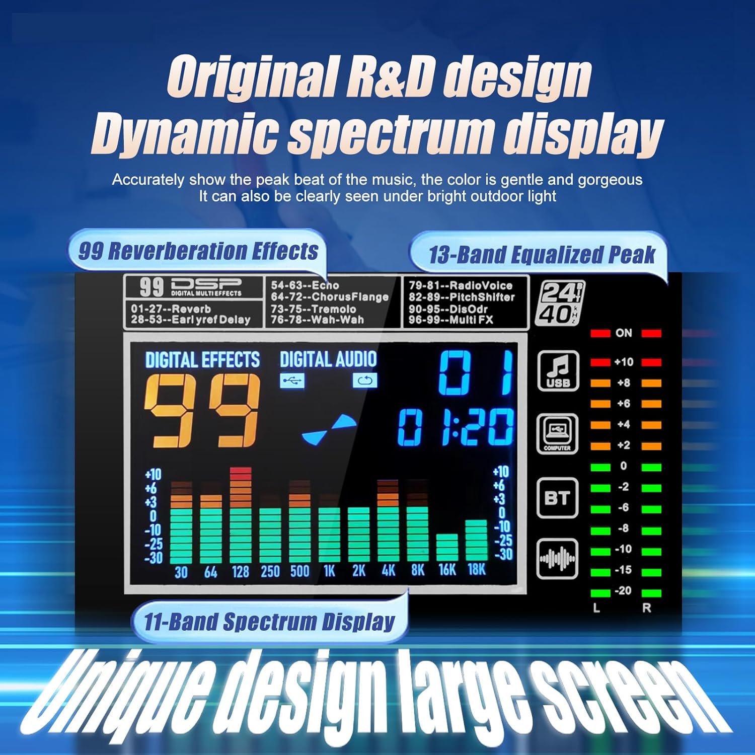 GF8 Pro Multi-Function 8-Channel Bluetooth DJ Sound Console - 7 Stage Equalizer, 99 Sound Effects, Independent Mute for Stage, Karaoke Live