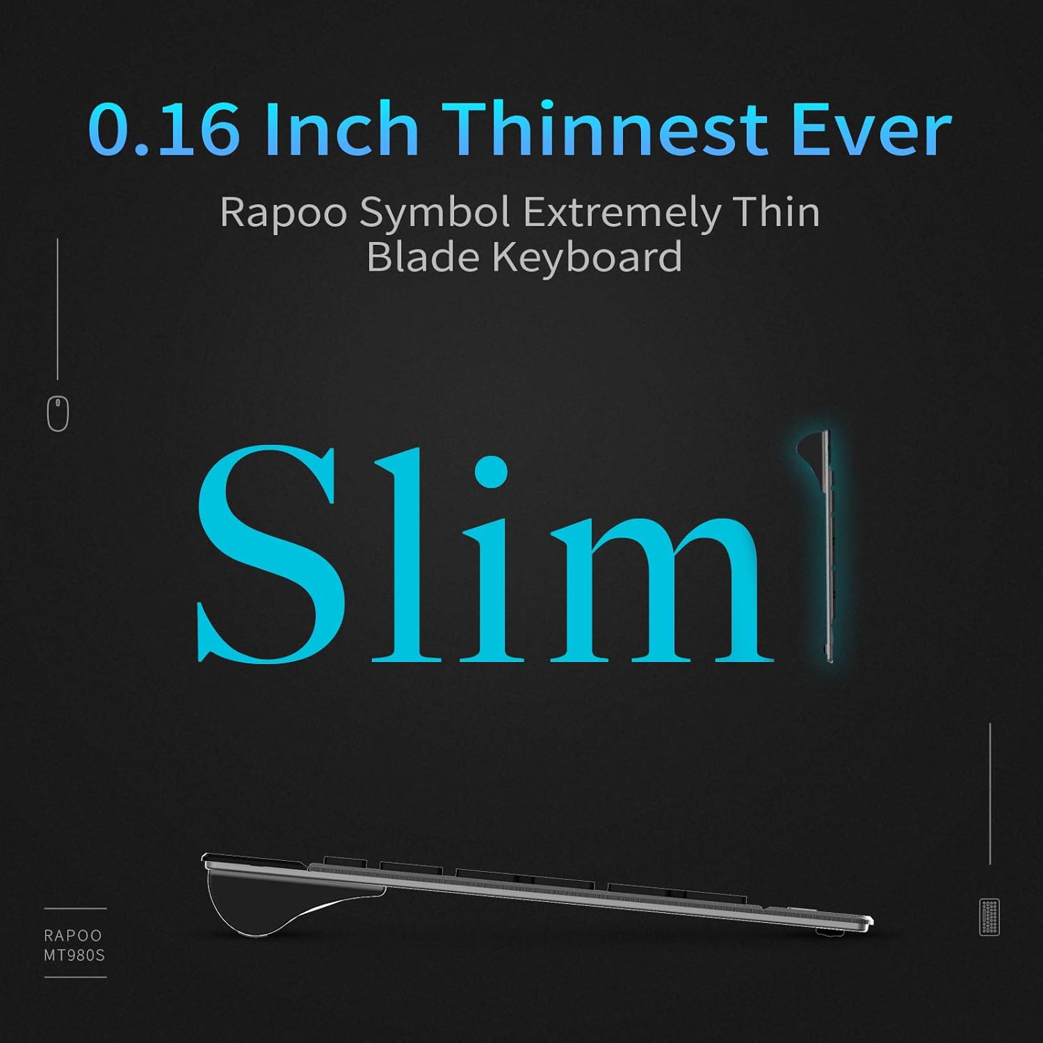 RAPOO Wireless Keyboard and Laser Mouse Combo,Multi Device (Bluetooth 4.0+3.0+2.4G) Keyboard and Mouse Set,Ultra-Slim Computer Keyboard Compact Design for Windows/Android/Mac OS