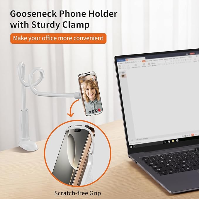 Gooseneck Kindle Holder for Reading in Bed - [Anti-Slip] Phone Holder for Bed, Kindle Paperwhite Stand Accessories, Overhead Cell Phone Clamp Mount for Desk, for Tablets 4-10 inches