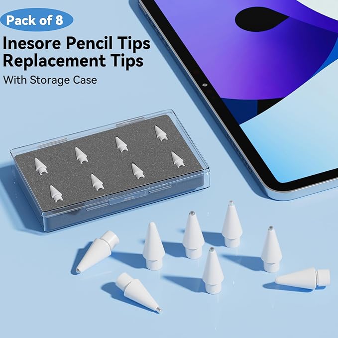 (4 Pack) Replacement Tips for Apple Pencil 2nd Generation and Pencil 1st Generation,Inesore Upgraded Apple Pencil Tips Accessories Compatible with Apple Pencil 2 Generation iPad Pro Pencil Nib