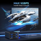 Aluminum Dual Bay Hard Drive Enclosure with Cooling Fan for 2.5“/3.5" SATA HDD/SSD with USB A/C 3.0, Support Hot Swappable, Daisy Chain Expansion, Tool-Free HDD Enclosure, DAS(NO RAID/NAS)