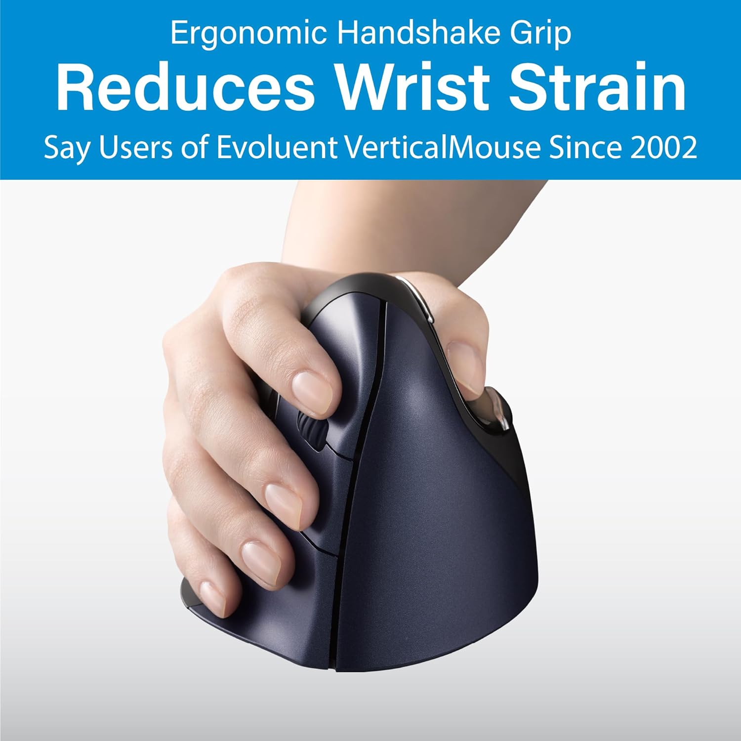 Evoluent – Inventor of the Vertical Mouse – VM4RW Ergonomic Vertical Mouse Right Hand M-to-L Wireless USB, Sculpted for Comfort, Reduces Wrist Strain, Adjustable Speed, Customizable Buttons in Windows