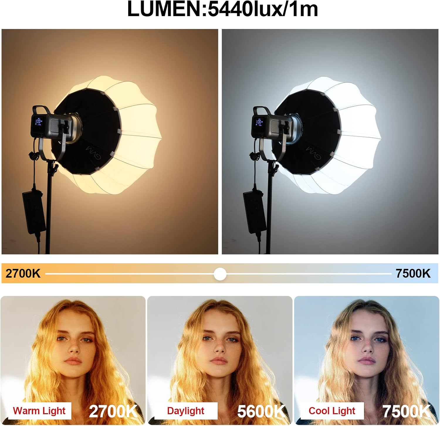 GVM 150W RGB Video Light Kit, 2700K~7500K Bi-Color LED Video Light Photography Studio Lighting Kit with Lantern Softbox & Stand, Continuous Output Lighting Kit with 8 Lighting Effects, CRI 97+