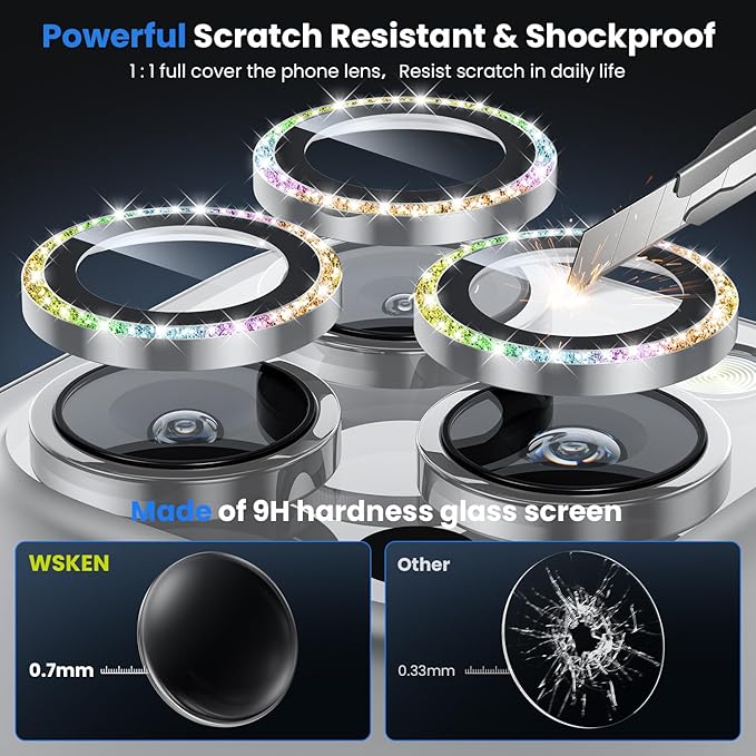 WSKEN for iPhone 16 Pro/iPhone 16 Pro Max Camera Lens Protector - [Original Shooting Model] Shatterproof Ultra HD Tempered Metal Glass Camera Screen Protector Cover Film Accessories
