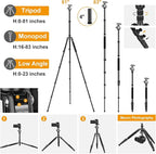 JOILCAN Tripod for Camera, 81" Aluminum Camera Tripod Monopod, Heavy Duty Travel Tripods for Spotting Scope Binoculars Laser Level, Payload 35Lb