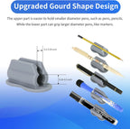 12PCS Pen Holder for Desk, Upgraded Adhesive Pen Pencil Holder for Desk Wall Clipboard Car Silicone Pens Markers Pencils Organizer Teacher Supplies Office Supplies (12PCS Gray)