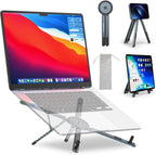 Adjustable Laptop Stand for Desk, Magnetic Phone Holder with Magsafe Compatibility, Portable Foldable Computer Riser for MacBook, iPhone, iPad, Tablet - Perfect for Office, Home, Traveling