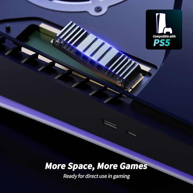 Yottamaster YS5 1TB SSD for PS5 Storage Expansion with Heatsink, M.2 PCIe 4.0 Gaming SSD Up to 7450MB/s, 3D NAND TLC, Internal Gaming Solid State Drive for PS5