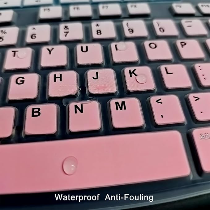 Keyboard Cover Silicone for Logitech K200 K260 K270, Keyboard Cover for Logitech K200 K260 K270 Ergonomic Wireless Keyboards, MK200 MK260 Keyboard Skin Waterproof Dustproof (Gradient Pink)