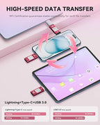 Apple MFi Certified 256GB Flash Drive for iPhone Thumb Drive Photo Stick, USB Memory Stick iPhone Flash Drive for Photos Videos, High Speed Jump Drive Compatible for iPhone/iPad/Android/PC (Red)