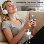 3-in-1 Aux to USB C Headphone Splitter USB-C to Dual 3.5mm Audio Adapter Dual Headphone Jack Adapter with PD Charging Compatible with iPhone 15/16, iPad Pro, Galaxy S25 Ultra, and More